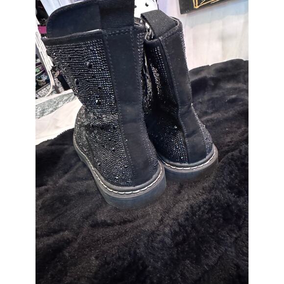 Betsey Johnson x torrid black rhinestone Hudson rocket combat boot 10 ww - Picture 14 of 15